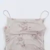 Vestido tipo camisola de malla floral off-the-shoulder para mujer, con cintura ceñida y bajo asimétrico, en un estilo puro y seductor, vestido corto 5039651
