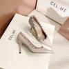 Europeu e Americano de metal rebite de salto alto apontou couro envernizado moda de salto alto banquete stiletto calcanhar sexy sapatos únicos fábrica atacado