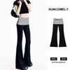 Pantalones Acampanados Bloque de Color para Mujer, Nuevos Pantalones Acampanados de Cintura Alta Ajustados para Chicas Petite Primavera/Verano 2026