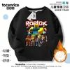 Moletom Infantil Roblox com Fleece, Camiseta Grossa de Manga Longa Outono e Inverno para Meninos, Blusa Juvenil
