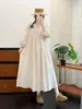  atuendo de primavera: Vestido Largo de Manga Larga Estilo Francés con Cuello Redondo Artístico y Diseño Plisado, Estilo Suave que Favorece la Figura, Elegante Vestido Largo para Mujer