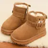 Botas de Neve Infantis Meninas Botas de Algodão 2026 Inverno Novo Sapatos de Algodão Botas de Algodão Grandes Menina Pequena Quente Mais Veludo Sapatos Infantis