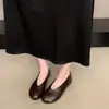 Zapatos Dorados de Abuela Estilo Coreano de Nicho Boca Baja Punta Redonda para Mujer 2026 Nuevos de Cuero Suave Suela Suave Slip-on para Viaje Zapatos Individuales