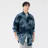 Camisa de Manga Larga Casual Elegante de Moda Cuadros Primavera Otoño Solapa Camiseta Chaqueta Chaqueta de Mezclilla Juvenil para Hombre Cárdigan Casual