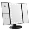 LED espelho de maquiagem dobrável espelho luminoso desktop maquiagem portátil espelho dobrável com luz USB bateria 2X espelho de maquiagem