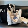 Nova Bolsa de Lona Xiaoqing Estilo Coreano Bolsa de Ombro Bolsa de Mão Artística Feminina Mochila de Estudante Bolsa de Compras Casual de Grande Capacidade