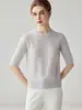 Suave y cómodo~25% seda de morera 75% cachemir tejido de punto para mujer cuello redondo manga corta otoño e invierno suéter pullover holgado