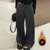 Nuevos pantalones de moda otoño e invierno estilo relajado y casual engrosados Yaseel versátiles cómodos de cintura alta forrados de polar pierna ancha