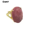 Anillo Unisex Wt-R604 Forma de Huevo de Ganso Textura de Gema Lapislázuli Amatista Chapado en Oro de 18 Quilates para Hombres y Mujeres