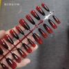 Pieza de uña prefabricada oscura degradada negra roja semiacabada para usar uña subcódigo parche de uña uña postiza mayoreo