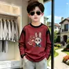 Camiseta de manga larga de algodón puro para niños, primavera y otoño, cómoda y transpirable, top de capa base para niños mayores, camisa de estilo raglán moderna y genial