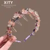 Faixa de Cabelo Flor de Cristal Exquisita Rede Social Luxo Leve Pente de Dente Faixa de Cabelo Japonesa Coreana Nova Crânio Superior Prensa de Cabelo Acessórios de Cabelo para Saída para Mulheres