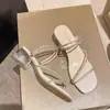 Chanclas Francesas de Tacón Grueso con Pedrería Calzado de Mujer Ropa de Exterior 2026 Nuevo Estilo Hada Temperamento Chanclas