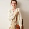 Cárdigan de cachemira para otoño e invierno, nuevo, de cachemira, con cuello redondo, para mujer, de punto, de color liso, para exteriores, de punto.