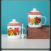 Taza de Esmalte, Tarro de Té de Esmalte Nostálgico, Tarro de Té Retro, Taza de Agua de Gran Capacidad, Taza, Taza de Hierro para Beber, Caja de Regalo