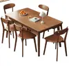Mesa de Comedor de Madera Maciza Color Nogal Madera de Caucho Hogar Sala de Estar Apartamento Pequeño Mesa de Comedor Sencilla Mesa para Comer Juego de Mesa y Sillas para el Hogar