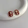 Brincos de Pérola Tulipa com Gotejamento de Óleo Design Simples de Nicho para Mulheres Pino de Prata S925 Brincos Acessórios de Orelha Versáteis