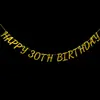 Bandera con Monograma y Papel con Purpurina de Flores para Cumpleaños 30 40 50 60 70 80 90 100Th Disponible en 5 Colores