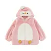 Chaqueta de Peluche con Capucha de Pingüino Nueva de Invierno 2025 para Niñas Wulibu Yiyu con Forro Polar Extra, Engrosada, Cortavientos y Cálida