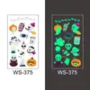 Adesivos de tatuagem luminosa de Halloween à prova d'água de longa duração verde fluorescente novo rosto dos desenhos animados adesivos de tatuagem luminosa