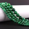 Hilo de Cuentas de Calcedonia Verde Jade, Pulsera de Cuentas Sueltas de Jade, Cuentas Redondas Accesorios para Joyería DIY Venta al por Mayor Directamente del Fabricante