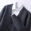 Cárdigan de Cachemir Grueso Casual de Negocios Cuello en V Nueva Prenda de Abrigo Ropa de Punto Básica para Hombre Ropa de Punto Moda Otoño e Invierno