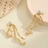 Joyería Europea y Americana de Nicho, Pendientes de Hada de Alta Gama, Pendientes Exagerados de Lazo Grande, Pendientes Asimétricos de Aleación con Puntos de Diamante