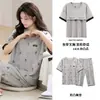 Pijama Curto de Manga Curta Cropped para Mulheres Verão Fino Algodão Puro com Bojos Roupas de Casa Podem Ser Usadas Fora do Conjunto Transfronteiriço 2025