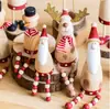 Decoração de Natal Retro Veado de Natal de Madeira Boneco de Neve Enfeites de Mesa Adereços para Layout de Cena
