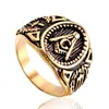 Ebay Anillo de titanio y acero europeo y americano joyería para hombre al por mayor acero inoxidable Anillo masónico G una generación