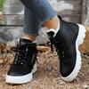Martins Botas Femininas 2024 Novo Outono e Inverno Sapatos de Algodão Botas Curtas Esportivas Casuais com forro de lã Sapatos Femininos de Cano Alto Outono