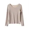 300g Roupa Íntima Térmica Feminina Sem Costura Gola Redonda Manga Longa Outono com Caxemira e Seda, Roupa Feminina