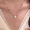 Colar S925 Prata Estilo Ins Coreano Rosto Sorridente Grão de Arroz para Mulheres Joias Estilo Casual Corrente da Clavícula para o Dia a Dia