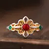 Anillo Horquilla de Esmalte Dorado Plateado para Mujer, Anillo Abierto Estilo Chino Nuevo, Venta Directa de Fábrica
