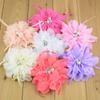 Loja de comércio exterior fornece novo feito à mão rosa pérola chiffon flor crianças chapéus roupas sapatos e chapéus acessórios decorativos