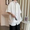 Camisa de dos piezas falsa artística que combina con todo para hombre, de color sólido, de moda de verano, estilo Harajuku, elegante, juvenil, popular, holgada, de media manga.