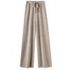 Invierno Lana Completa 100 Lana Pura Pantalones de Pierna Ancha para Mujer Cintura Media Dape Adelgazantes Casuales Rectos Cachemira Pantalones Tejidos