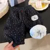 Calça Versátil para o CampusCalça Floral com Forro de Lã para Meninas, Calça Jogger Engrossada para Bebês e Pré-escolares