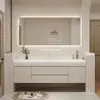 Bacia integrada Kanali skin-touch para banheiros residenciais e de hotel, gabinete de banheiro inteligente de luxo leve estilo creme