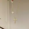 Collar con Colgante de Cruz de Circonita Chapada en Oro Real de 24 Quilates Estilo Coreano Cadena de Clavícula de Gama Alta Joyería Elegante de Nicho para Mujeres