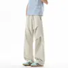 Pantalones de punto M-4XL nuevo estilo callejero alto americano pantalones rectos casuales para hombre, verano finos holgados deportivos de pierna ancha pantalones de trabajo
