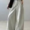 Roupas femininas de Dongdaemun, Coreia, calças casuais curvas estilo americano para mulheres, outono, calças largas retas folgadas tipo foice para o trabalho