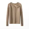 26 novos estilos de suéteres de cashmere da moda feminina, suéteres casuais de gola redonda, de malha canelada solta com botões duplos, suéteres de base de lã tricotados