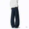 Pantalones largos de pierna ancha, color gris oscuro, estilo 2026, con caída fluida, talla grande, texturizados, casuales para hombre, peso pesado, novedad