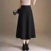 Saia Patchwork Elegante de Corte A para Mulheres, Nova Coleção Outono/Inverno 2026, Cintura Alta Emagrecedora, Modelo Flare de Comprimento Médio para o Trabalho