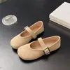 Sapatos Mary Jane Fofos 2026 Verão-Outono Estilo Fada Gentil Francês Camurça Slip-On Flats Preguiçosos de Bico Fechado
