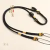 Cordón para Colgar con Cuentas Dzi Entrelazadas, Cuerda con Colgante de Cuentas de Cera de Abeja de la Fortuna, Cadena para Clavícula Turquesa, Cuerda Tejida a Mano con Nudo de Maíz