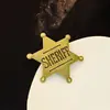 Broche Insignia de Policía Creativa Transfronteriza Europea y Americana, Pin de Accesorios para Ropa Conmemorativo de Medalla de Estrella de Seis Puntas Retro Personalizado
