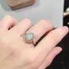 Anillo de Plata S925 con Ópalo Natural Incrustado para Mujer, Apertura Ajustable, Piedra Principal 7x9mm, Caliente Transfronterizo Directo en Europa y América