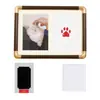 Porta-Retrato Memorial de Patinha de Animal de Estimação 7/8/10 Polegadas Papel Cartão com 2 Grades Almofada de Patinha Sem Tinta Lavável Coleção de Patinhas de Gato Porta-Retrato